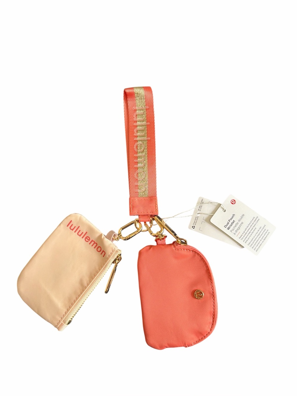Lululemon Dual Pouch Wristlet Wallet Keychain - with Word Mark on Strap - NWT
